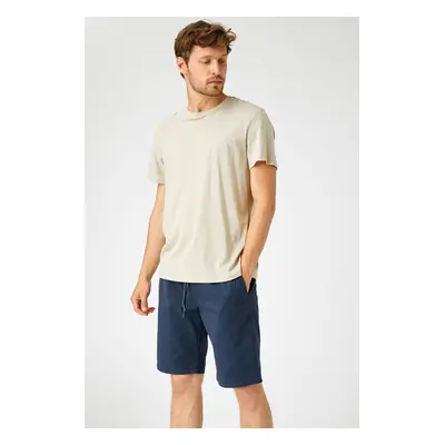 Koton Men's Blue Strapon Cotton Shorts