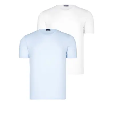 DUAL SET T8569 DEWBERRY BIKE COLLAR MENS T-SHIRT-BLUE-WHITE