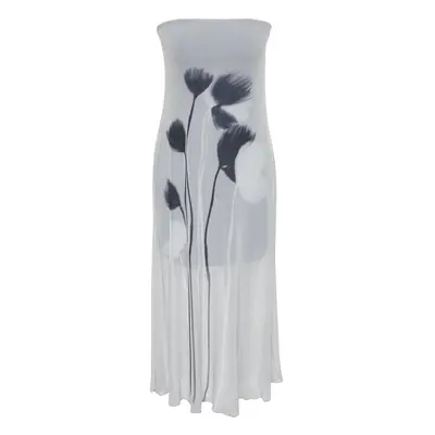 Trendyol X Artificial Intelligence Multi -Color Flower Printed Printed Strapless Maxi Flexible T