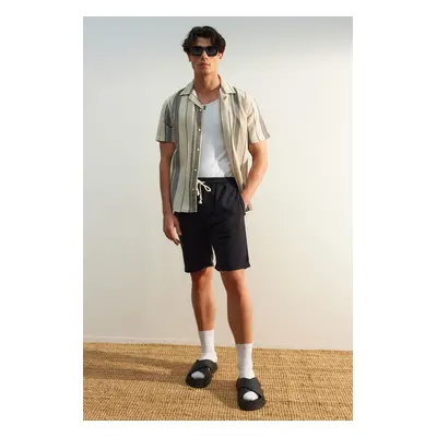 Trendyol Black Regular Fit Linen Look Shorts