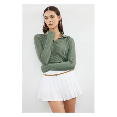 Trendyol Green Basic Polo Neck Fine Knitwear Sweater