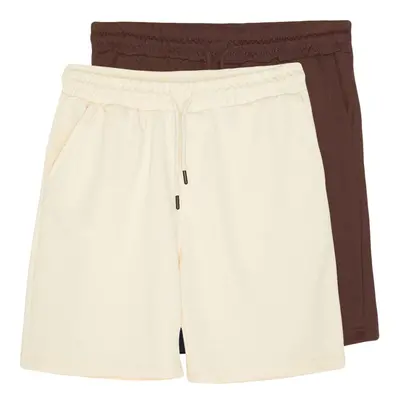 Trendyol Brown-Stone Basic Regular/Normal Cut Straight Pack Shorts