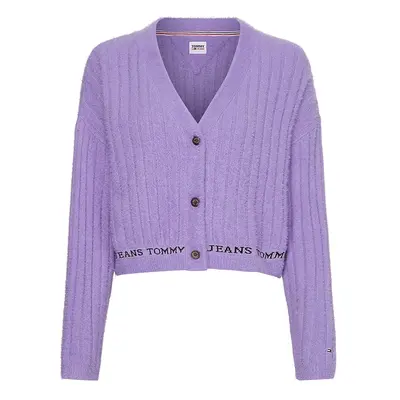 Tommy Jeans Cardigan - TJW CROP FURRY CARDIGAN purple