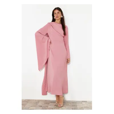 Trendyol Dusty Rose Shawl Detailed Evening Dress