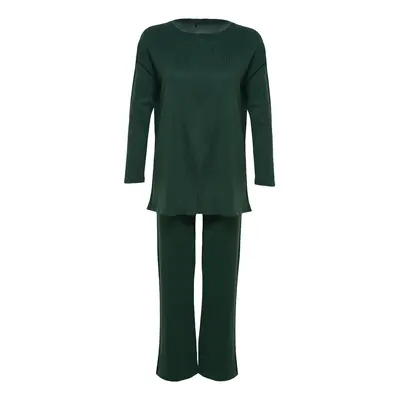 Trendyol Dark Green Basic Knitwear Bottom-Top Set