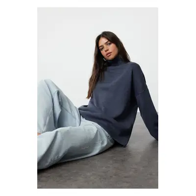 Trendyol Indigo Wide Pattern Basic Knitwear Sweater