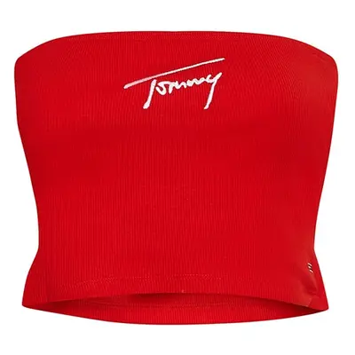 Tommy Jeans Top - TJW CROP SIGNATURE TUBE TOP red