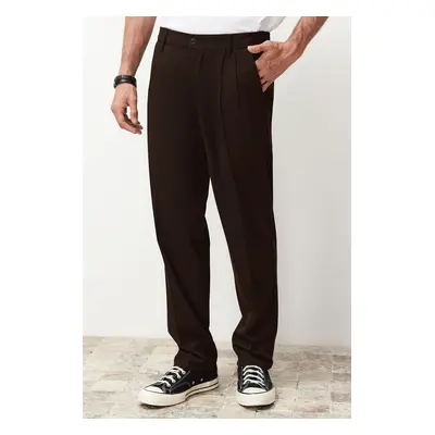 Trendyol Brown Pleated Classic Baggy Fit Fabric Trousers