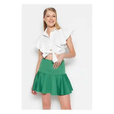 Trendyol Green With Frilled SkirtHigh Waist Scuba Flexible Knitted Skirt With Shorts