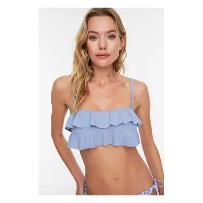 Trendyol Blue Ruffle Detailed Bandeau Bikini Top