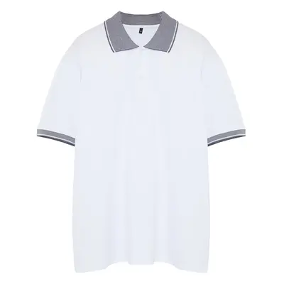 Trendyol White Large Size Regular/Normal Cut Polo Neck T-Shirt