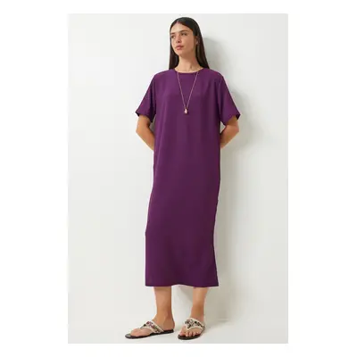 Happiness İstanbul Women's Plum Loose Long Casual Knitted Dress