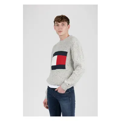 Tommy Jeans Sweater - TJM TOMMY FLAG SWEATER light grey