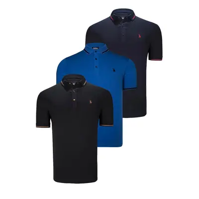 TRIPLE SET T8586 DEWBERRY MEN'S T-SHIRT-BLACK-NAVY-SAKS