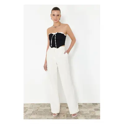 Trendyol Black Tie Detailed Strapless Crop Woven Blouse