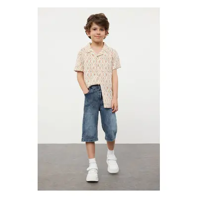 Trendyol Multicolored Boy Patterned Cotton Woven Shirt-Jean Trouser Set Bottom-Top Set