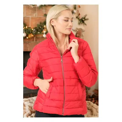 Z6746 DEWBERRY LADIES COAT-PLAIN RED