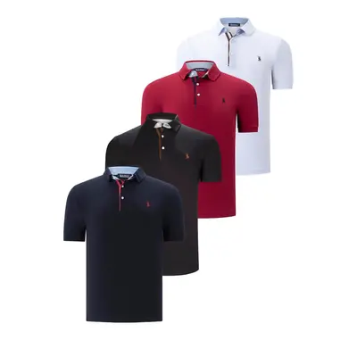 QUAD SET T8582 DEWBERRY MENS T-SHIRT-BLACK-WHITE-NAVY BLUE-BURGUNDY