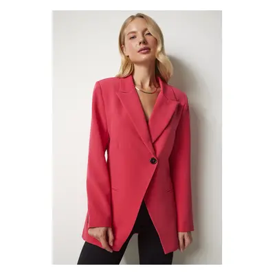 Happiness İstanbul Women's Pink Double Breasted Collar Single Button Blazer Jacket