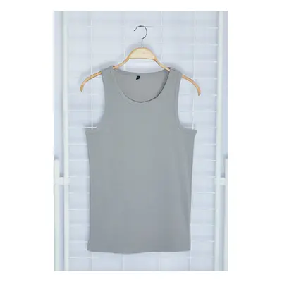 Trendyol Gray Slim/Tight Cut Ribbed Basic Sleeveless T-Shirt/Athlete