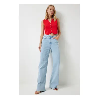 Happiness İstanbul Women's Light Blue Wide Leg Jeans