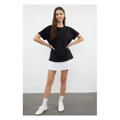 Trendyol Black More Sustainable 100% Cotton Printed Relaxed/Comfortable Fit Knitted T-Shirt