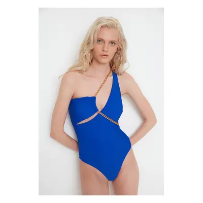 Trendyol X Moeva Sax Chain Detailed One-Shoulder Swimsuit