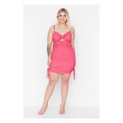 Trendyol Curve Fuchsia Cutout Detailed Knitted Dress