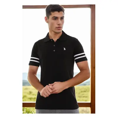 T8585 DEWBERRY MEN'S T-SHIRT-BLACK-WHITE-2