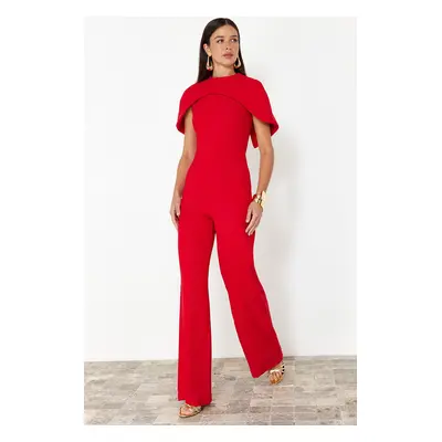 Trendyol Woven Stylish Jumpsuit with Red Cape Detail