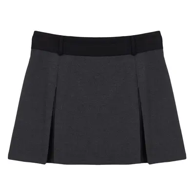 Trendyol Anthracite Mini Double Pleated Woven Shorts Skirt