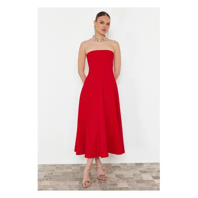 Trendyol Red A-Cut Woven Elegant Evening Dress