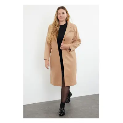 Trendyol Curve Beige Regular Fit Thick Cashmere Coat