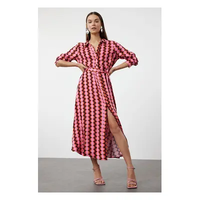 Trendyol Multicolored Retro Patterned Woven Shirt Dress