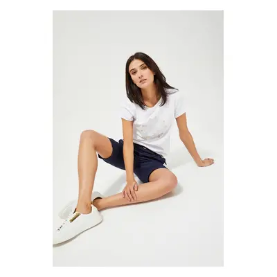 Shorts with a belt - navy blue