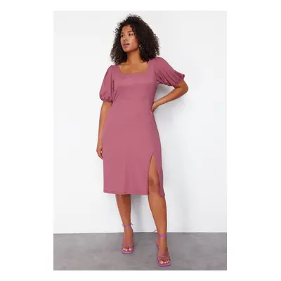 Trendyol Curve Plum Slit Knitted Dress