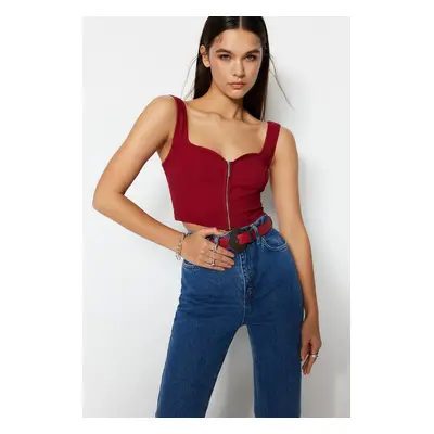 Trendyol Claret Red Crop Woven Blouse