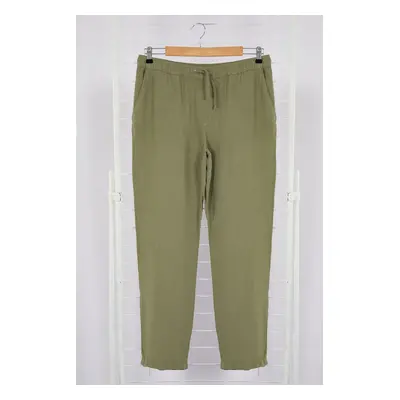 Trendyol Khaki Limited Edition 100% Linen Straight Fit Elastic Waistband Trousers