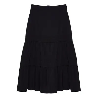 Trendyol Black Long Woven Skirt with Cut-Out Skirt