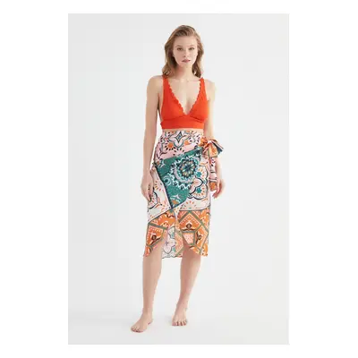 Trendyol Colorful Shawl Patterned Lacing Detailed Skirt