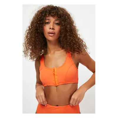 Trendyol Orange Zipper Detailed Bikini Top