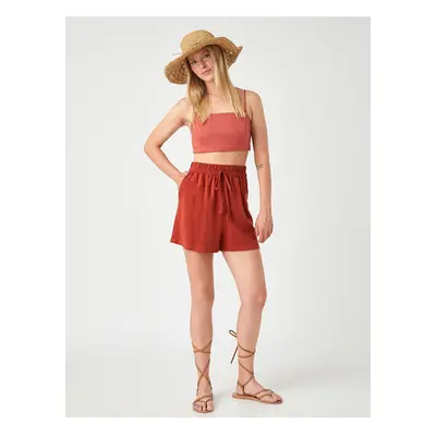 Koton Tie Waist Shorts Linen Blend