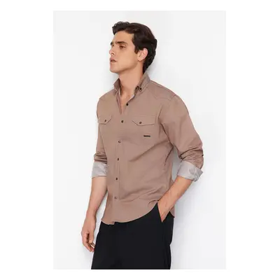 Trendyol Beige Regular Snap Fastener Shirt