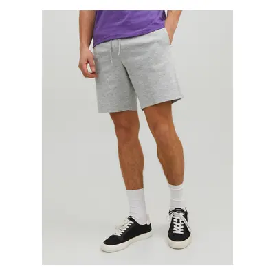 Světle šedé pánské žíhané teplákové basic kraťasy Jack & Jones New Basic