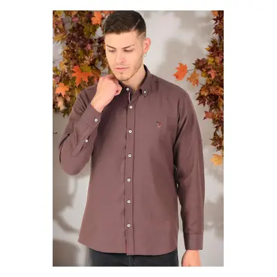 G674 DEWBERRY MEN'S SHIRT-PLAIN BROWN