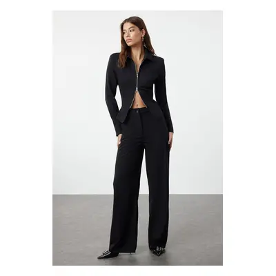 Trendyol Black Wide Leg High Waist Woven Fabric Trousers