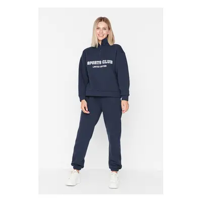 Trendyol Navy Blue Loose Jogger Fleece Inside Knitted Sweatpants