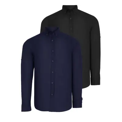 DOUBLE SET G721 DEWBERRY MEN'S SHIRT-BLACK-NAVY