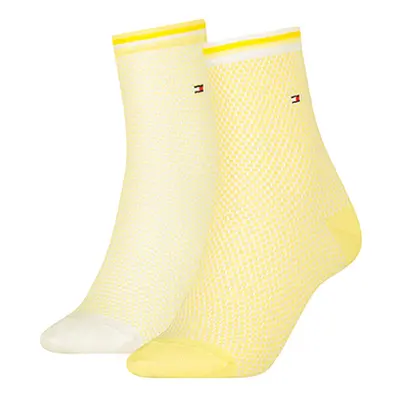 Tommy Hilfiger Socks - TH WOMEN SHORT SOCK 2P COLLEGIATE HONEYCOMB yellow