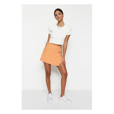 Trendyol Orange Lace-Up and Eyelet Detail Woven Shorts Skirt